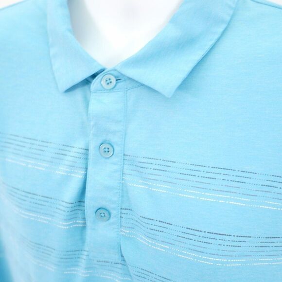 Callaway Teal Striped XL Polo Shirt Short Sleeve Collared Polyester Cotton Elast - Picture 2 of 10